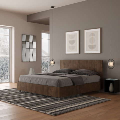 Tweepersoons bed met opbergruimte 160x190cm in walnoothout Demas Noix Aanbieding