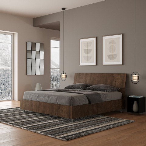 Tweepersoons bed met opbergruimte 160x190cm in walnoothout Demas Nod Noix Aanbieding