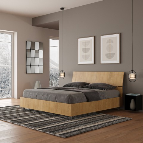 Houten tweepersoonsbed 160x190cm met opbergruimte Demas Nod Oak Aanbieding