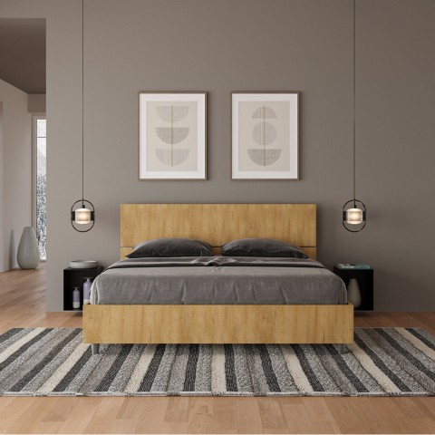 Houten tweepersoonsbed 160x190cm, rechte lattenbodem en hoofdbord Demas D Oak Aanbieding