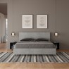 Grijs tweepersoonsbed 160x190cm met rechte hoofdbord en lattenbodem Demas D Concrete Aanbieding