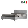 Gestoffeerd tweepersoonsbed met lattenbodem en schuine hoofdeinde grijs 160x190cm Demas I Concrete Verkoop