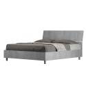 Gestoffeerd tweepersoonsbed met lattenbodem en schuine hoofdeinde grijs 160x190cm Demas I Concrete Aanbod