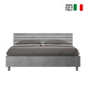 Grijs tweepersoonsbed 160x190cm met lattenbodem en schuine hoofdsteun Ankel I Concrete Verkoop