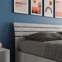Grijs tweepersoonsbed 160x190cm met lattenbodem en schuine hoofdsteun Ankel I Concrete Korting