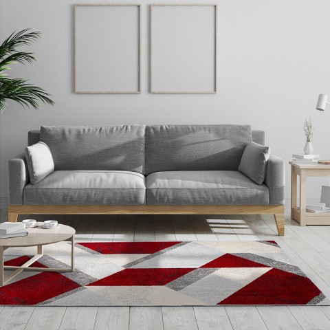 Rechthoekig tapijt Modern Ontwerp Woonkamer Kantoor Art Style Red