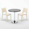 Ronde salontafel zwart 70x70 cm met stalen onderstel en 2 gekleurde stoelen Paris Cosmopolitan Karakteristieken