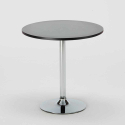 Ronde salontafel zwart 70x70 cm met stalen onderstel en 2 gekleurde stoelen Paris Cosmopolitan 