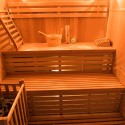 Traditionele Finse huiselijke sauna 4 zitplaatsen in hout Zen elektrische kachel 4 Kortingen