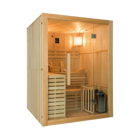 Traditionele Finse sauna 4 plaatsen in hout uit huiskachel 6 kW Sense 4