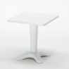 Vierkante salontafel wit 70x70 cm met stalen onderstel en 2 gekleurde stoelen Paris Patio 