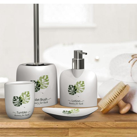 Badaccessoires set: zeephouder, dispenser, tandenborstelhouder, wc-borstelhouder Palm Aanbieding