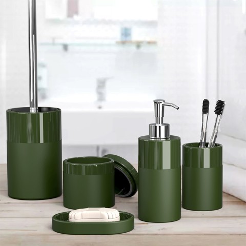 Badkamerset met zeepdispenser, tandenborstelhouder en toiletborstelhouder Olivia Aanbieding