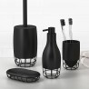 Wit-zwart badkameraccessoire set: tandenborstelhouder, zeepdispenser, zeepbakje, borstel Grid Aanbod
