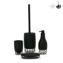 Wit-zwart badkameraccessoire set: tandenborstelhouder, zeepdispenser, zeepbakje, borstel Grid Aanbieding