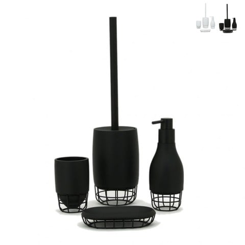 Bad accessoire set wit zwart tandenborstel dispenser zeepbakje toiletborstelgarnituur Rooster Aanbieding