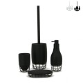 Wit-zwart badkameraccessoire set: tandenborstelhouder, zeepdispenser, zeepbakje, borstel Grid Aanbieding