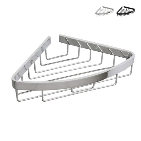 Zwarte hoekdoucheplank met chromen aluminiummand Attractive Aanbieding