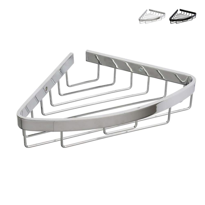 Zwarte hoekdoucheplank met chromen aluminiummand Attractive Aanbieding Zwarte hoekdoucheplank met chromen aluminiummand Attractive Aanbieding