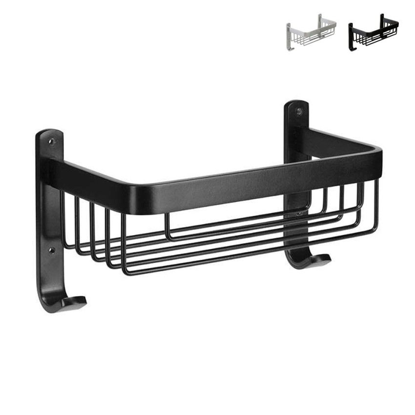 Douchemand met muurbevestiging van zwart gepoedercoat aluminium 1 plank Attractive Aanbieding Douchemand met muurbevestiging van zwart gepoedercoat aluminium 1 plank Attractive Aanbieding