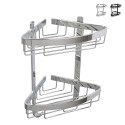 Zwarte hoekdoucheplank met 2 niveaus, verchroomd aluminium Attractive Aanbieding