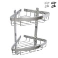 Zwarte hoekdoucheplank met 2 niveaus, verchroomd aluminium Attractive Aanbieding