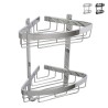 Zwarte hoekdoucheplank met 2 niveaus, verchroomd aluminium Attractive Aanbieding