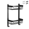 Zwart chroom aluminium douchemuurplank met 2 schappen Attractive Aanbieding