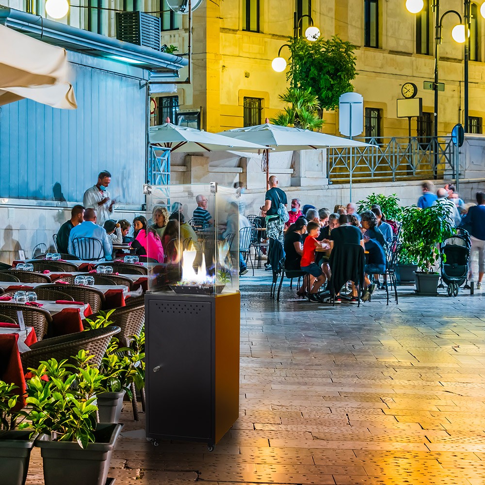 Gas open haard tuin brazier buiten terras bar restaurant Etna