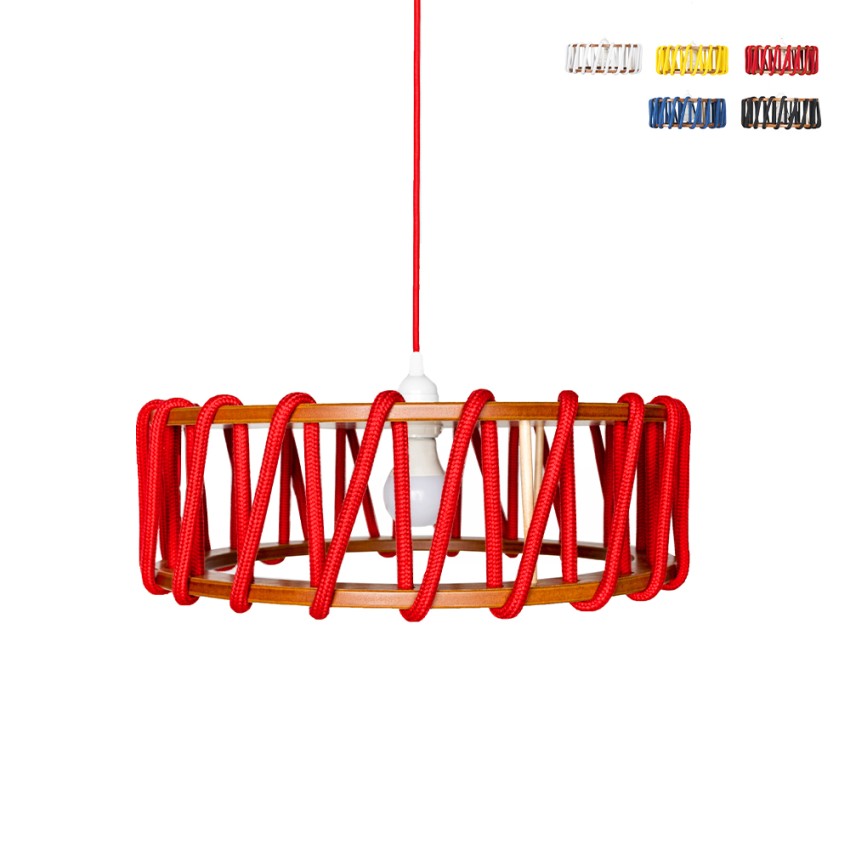 Hanglamp plafond Macaron stoffen koordlampenkap D45 Aanbod