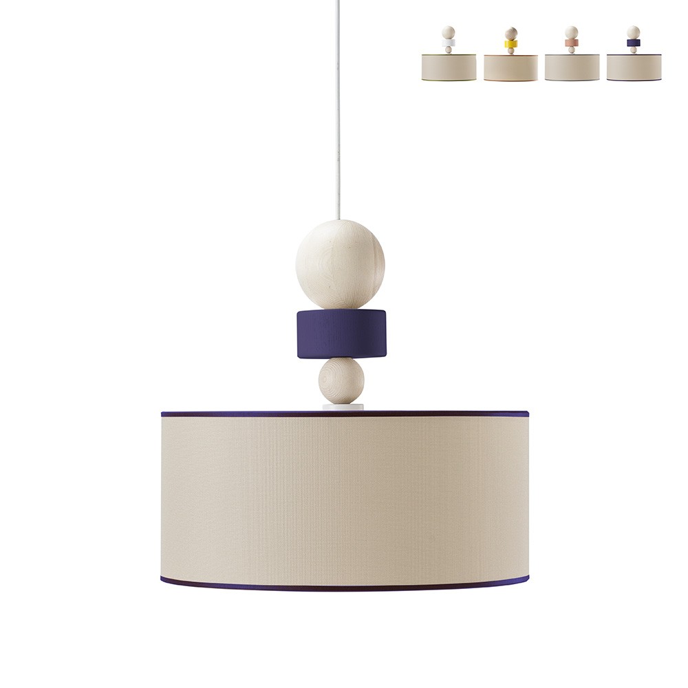 Design hanglamp in hout en stof Spiedino 40D