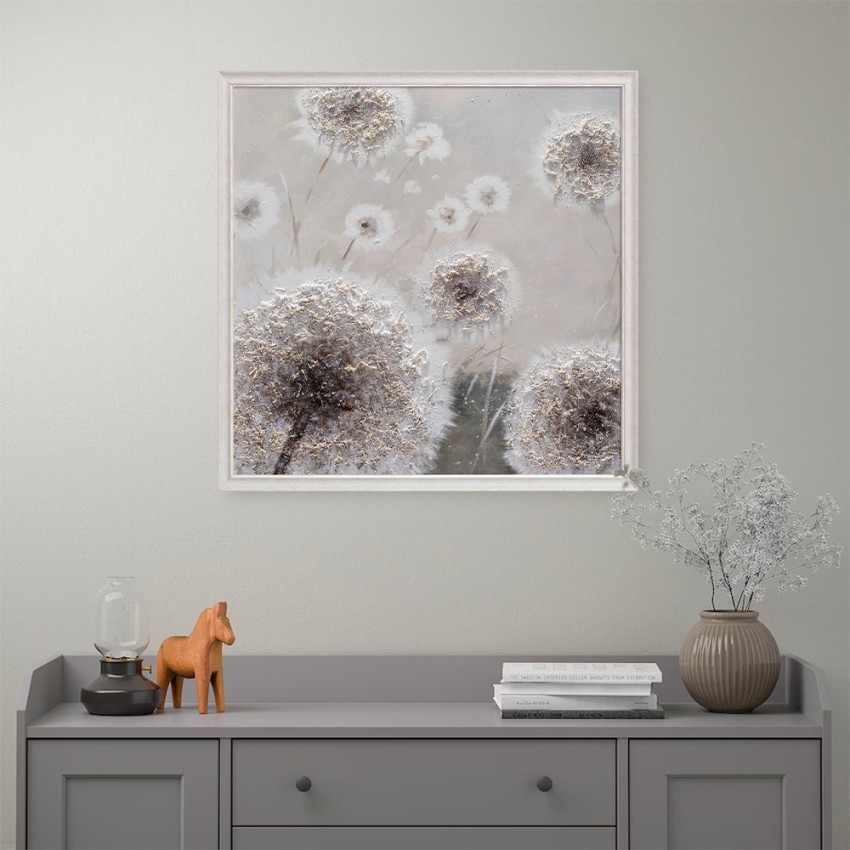 Handgeschilderd schilderij met lijst canvas bloemen paardebloemen 100x100 cm W729 Aanbieding Handgeschilderd schilderij met lijst canvas bloemen paardebloemen 100x100 cm W729 Aanbieding
