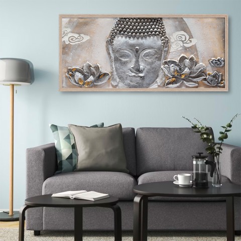 Handgeschilderde foto op canvas Boeddha met lijst 65x150cm W218