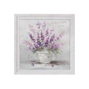 Handgeschilderd schilderij vaas met paarse bloemen op doek met lijst 30x30 cm W602 Korting