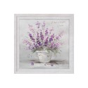 Handgeschilderde foto vaas paarse bloemen canvas met lijst 30x30cm W602 Korting