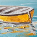 Handgeschilderd schilderij boot op zee op doek 30x30cm met lijst W605 Catalogus