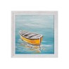 Handgeschilderd schilderij boot op zee op doek 30x30cm met lijst W605 Korting