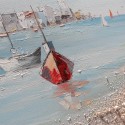 Handgeschilderd schilderij op doek haven met boten 60x120cm W627 Catalogus