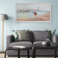 Handgeschilderd schilderij op doek haven met boten 60x120cm W627 Aanbieding