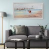 Handgeschilderd schilderij op doek haven met boten 60x120cm W627 Aanbieding
