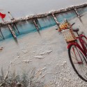 Handgeschilderd doek zeehaven strand 60x120cm met lijst W628 Catalogus