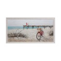 Handgeschilderd doek zeehaven strand 60x120cm met lijst W628 Korting