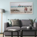Handgeschilderd doek zeehaven strand 60x120cm met lijst W628 Aanbieding