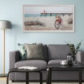 Handgeschilderd doek zeehaven strand 60x120cm met lijst W628 Aanbieding