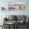 Handgeschilderd doek zeehaven strand 60x120cm met lijst W628 Aanbieding