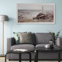 Handgeschilderd doek vuurtoren op rotsen met lijst 60x120cm W629 Aanbieding