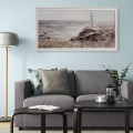 Handgeschilderd doek vuurtoren op rotsen met lijst 60x120cm W629 Aanbieding