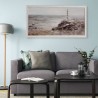 Handgeschilderd doek vuurtoren op rotsen met lijst 60x120cm W629 Aanbieding
