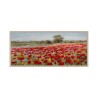 Handgeschilderd schilderij op doek met rode klaprozen veld inclusief lijst 65x150cm W634 Korting