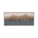 Gouden abstract handgeschilderd schilderij op doek 65x150 cm met lijst W723 Korting
